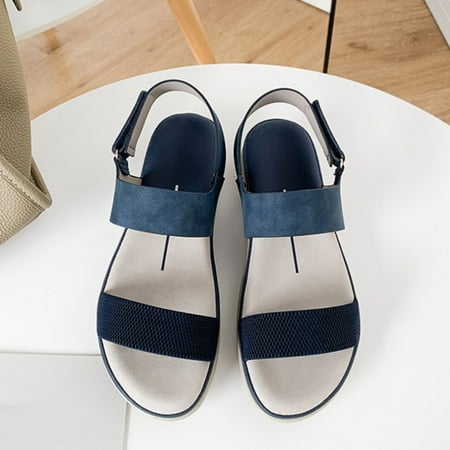 

CAICJ98 Wedge Sandals for Women Womens Sandals Closed Toe Sandals for Women Bohemian Casual Summer Dressy Wedge Sandal Flat Velcro Outdoor Shoes Blue