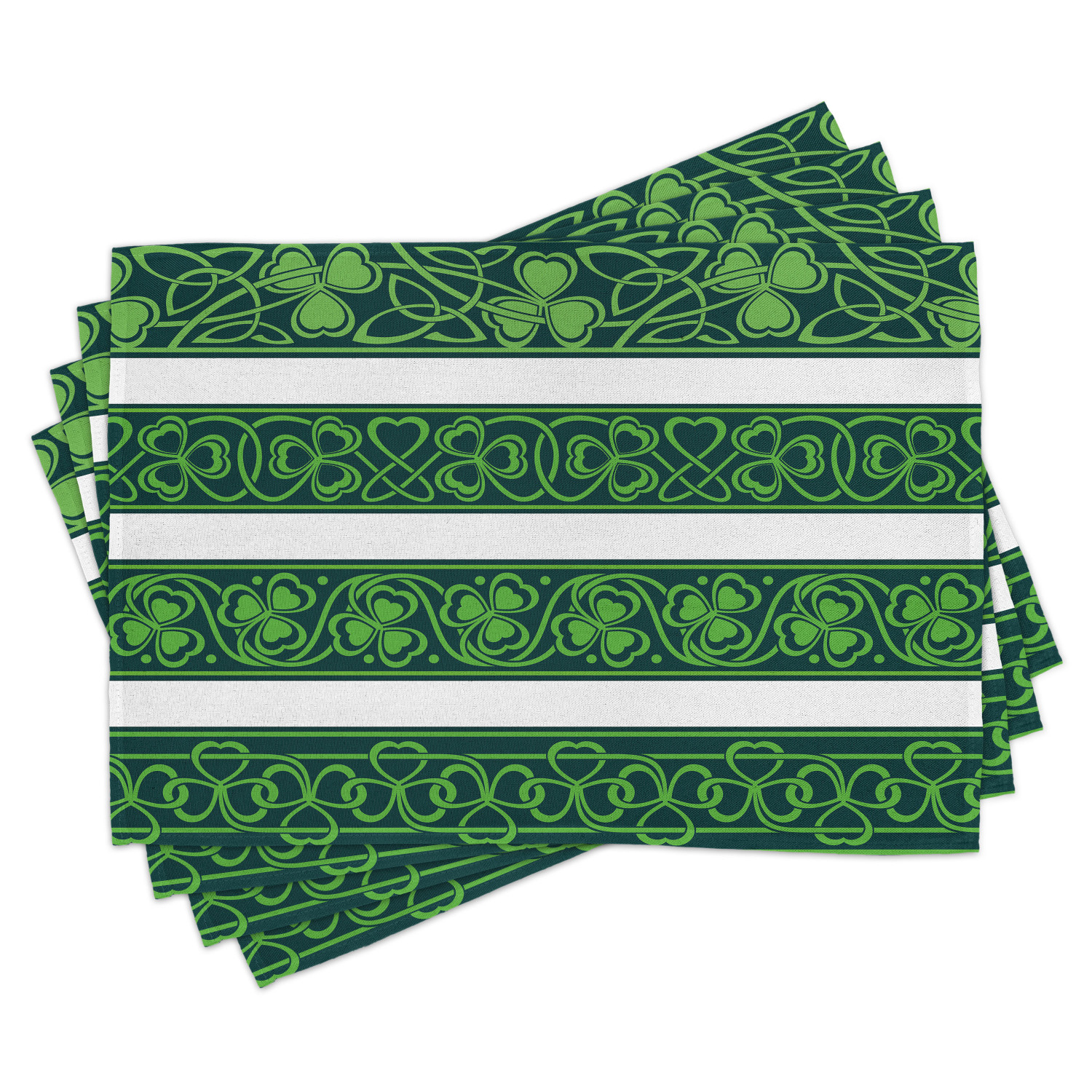 Irish Placemats Set of 4 Shamrock Borders Gaelic Nature Botany Theme
