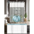 thumbnail image 6 of No Hook Cloth Fabric Shower Curtain with Snap in Liner, Blue Pumpkins Fall Waterproof Shower Curtains Set with See Through Top Window, Grey Thanksgiving Botanical Leaves Bath Curtains Shower 66"x72", 6 of 6