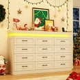 thumbnail image 3 of ChVans 12 Drawer Dresser with LED Light and Charging Station, 71" Wide 46" Tall Farmhouse Large Chest of Drawers for Closet, Large Wide Drawer Organizer Cabinet for Bedroom, Living Room, 3 of 8