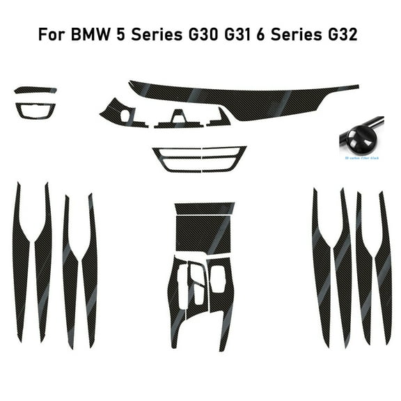 Carbon Fiber  For BMW 5 Series G30 2018-2022 Car Film Interior Sticker Center Console Gear Dashboard Air Door Handle Lift Panel