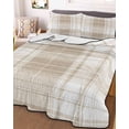thumbnail image 3 of Quilts Full Size, Beige Buffalo Plaid Soft Comforter Bedding Set for Bed, Farmhouse Modern Checkered Lightweight Quilted Bedspread with Pillow Cover(2 Pieces) for All Season, 78x90 Inch, 3 of 9