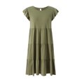 thumbnail image 2 of Lucakuins Mujeres Casual Plisado Vestido Corto, Adultos Primavera Color Sólido Cuello Redondo Manga Corta Mini Vestido Lucakuins moda, 2 of 9