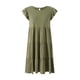 thumbnail image 2 of Lucakuins Mujeres Casual Plisado Vestido Corto, Adultos Primavera Color Sólido Cuello Redondo Manga Corta Mini Vestido Lucakuins moda, 2 of 9
