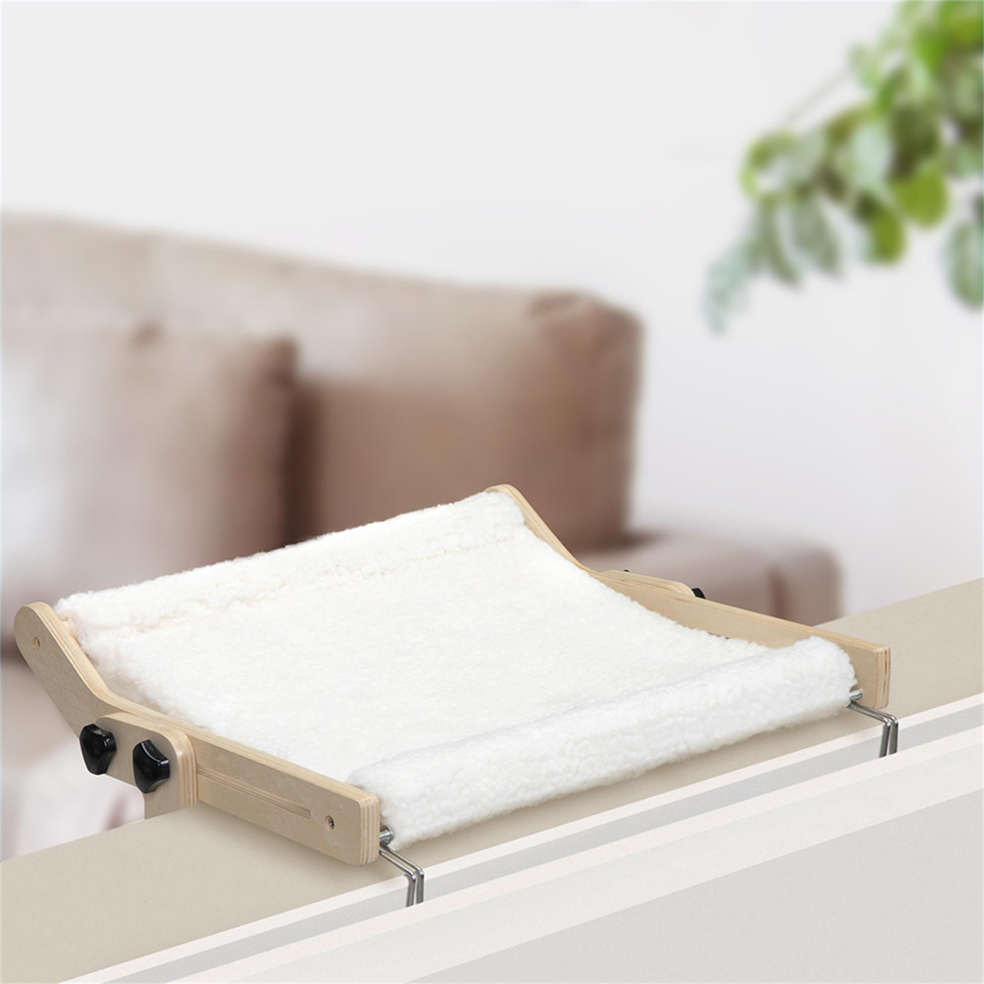 Kadyn 20" Cat Window Perch Sturdy Plush Cat Hammock Seat Cat Nest Bed Shelves Cat Shelf, Beige