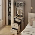 thumbnail image 4 of Zimtown Makeup Vanity Desk with Lighted Sliding Mirror for Small Space, Compact Mini Corner Vanity Set Dressing Table - Charging Station for Women, Girl Female Gift, Gray, 4 of 8