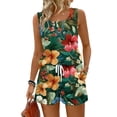 thumbnail image 2 of Hawaiian Short Sets for Women Sleeveless Square Neck Top and Loose Shorts Beach Loose Casual Vacation Outfits, 2 of 5