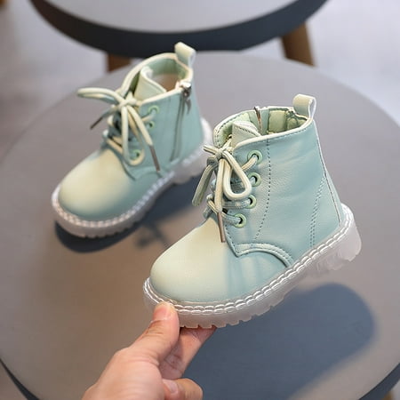 

Infant Martin Boots Baby British-style Solid Color Side Zipper Lace Up Shoes (White Green Black Orange)