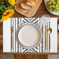 thumbnail image 4 of Black Boho Placemats Set of 4, Vintage Southwestern Geometric Stripes Placemats for Dining Table, Place Mats for Kitchen Tabletop, Waterproof Wipeable Dining Table Mats Set, 4 of 9