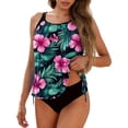 thumbnail image 5 of Racerback Swimsuits Womens 2 Piece Tankini Bathing Suits Tropical Beach Modest Swimwear Tops with Briefs(Hot Pink L), 5 of 6