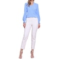 thumbnail image 2 of BLUSA V DE CUELLO RUFFLE VINTAGE INSPIRADA CHIC DE MANGA LARGA CASUAL PARA MUJER TALLA XL AZUL, 2 of 6