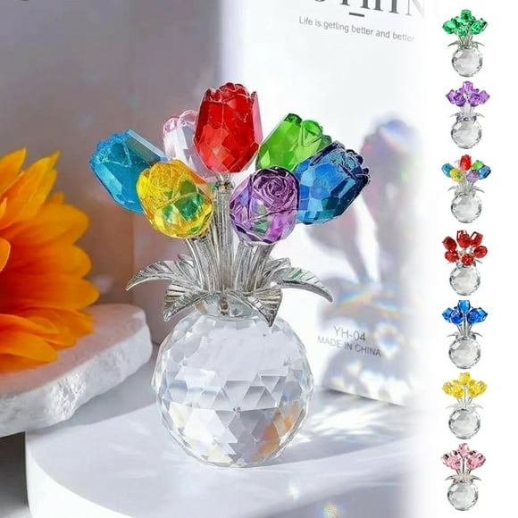 Dianli Valentine's Day Wedding Clear Acrylic Rose Bouquet Decorative Ornament Elegant Transparent Preserved Look Roses Dome Centerpiece Romantic Home Decor Gift