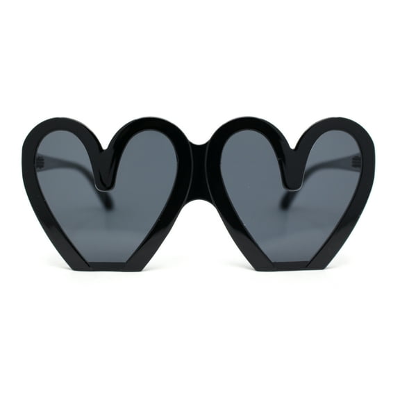 Womens Retro Cropped Heart Plastic Valentines Sunglasses All Black