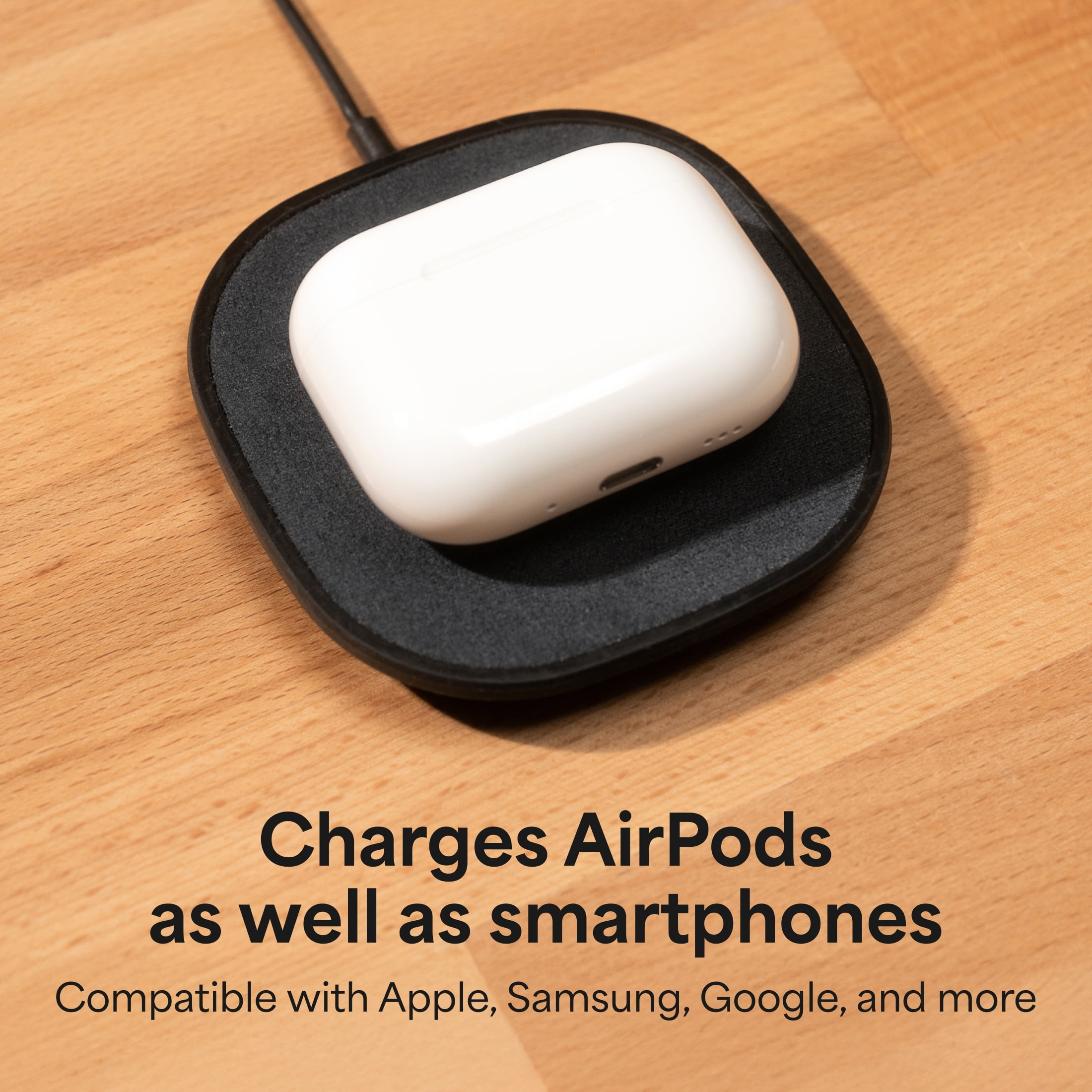 mophie Wireless Charging Pad 15W Wireless Charger with AC power adapter included -  Compatible with iPhone, Samsung Galaxy, Note, Pixel Devices - Black