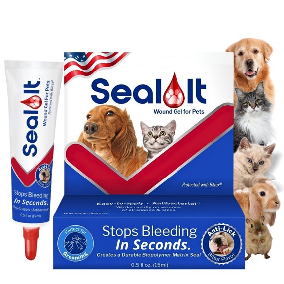 Seal It® Wound Gel for Pets | US-Made Dog Wound Care Gel to Stop Bleeding on Contact & Seals Open Wounds, Scrapes & Hot Spots From Canine Paw Wounds to Horses Fencing Cuts Safe for All Animals 15ml
