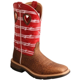 Old West Mens Broad Square Toe Black/Black Leather Cowboy  display picture 3