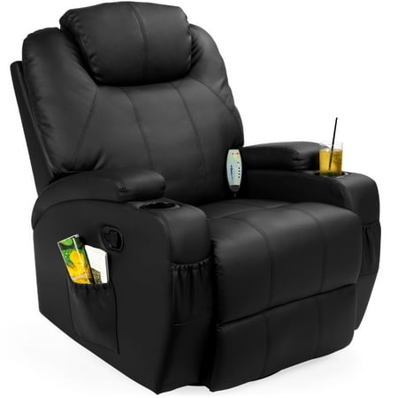 Best Choice Products Executive Swivel Glider Massage Recliner Chair w/ Remote Control, 5 Modes, 2 Cup Holders - Black