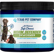 Texas Pet Company Worm Defender Natural Dog Dewormer Treat Supplement USA Made Soft Chews