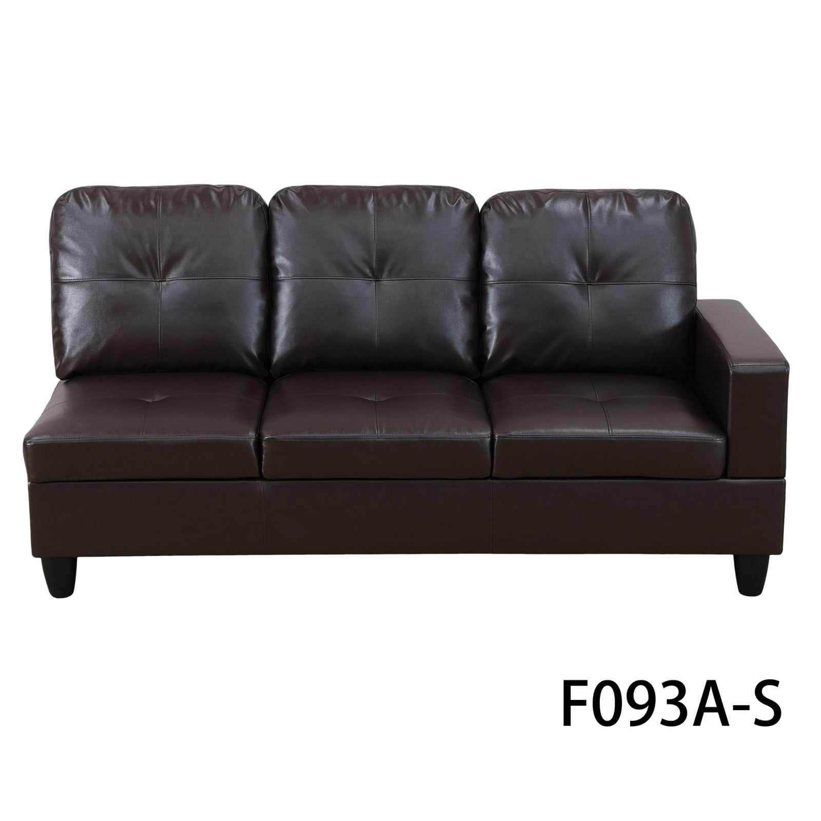 Hommoo Faux Leather L-Shaped Sectional Sofa, Living Room Furniture Sets, Modern 4-Seat Couches and Sofas Set for Home& Office, Brown(No Ottomans)