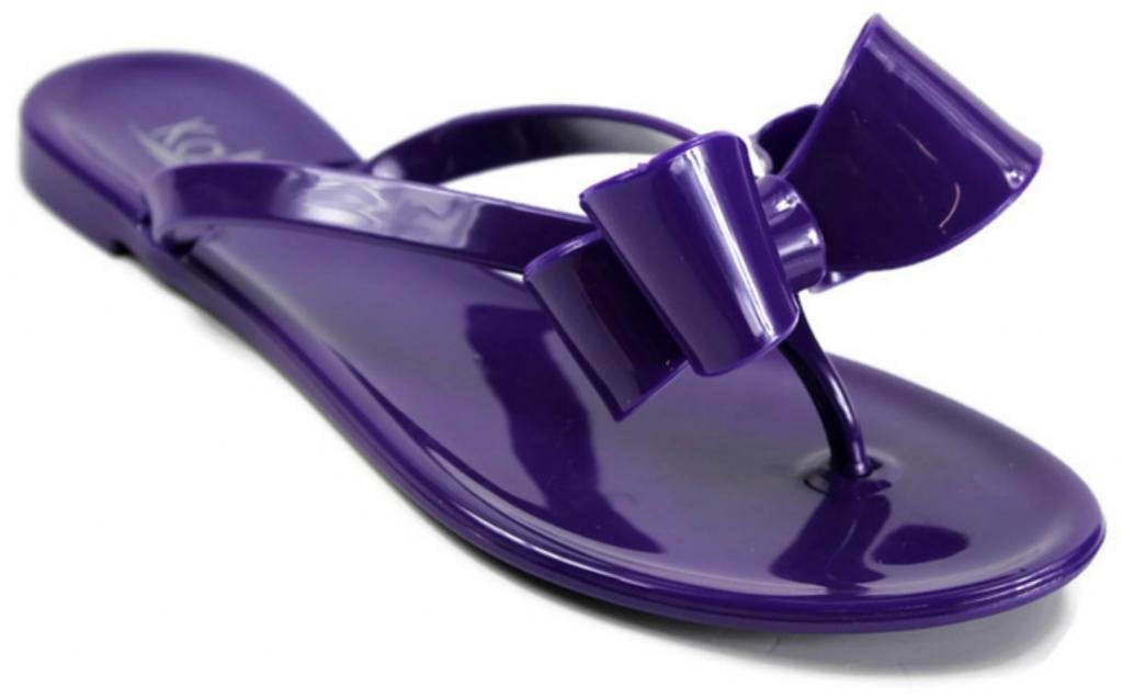 Kali Footwear Kali Footwear Women Ribbon Bow Flat Jelly SandalPurple