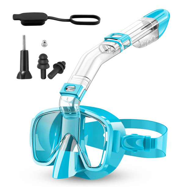 Snorkel Mask Foldable Diving Mask Set with Dry and Camera Mount, Anti
