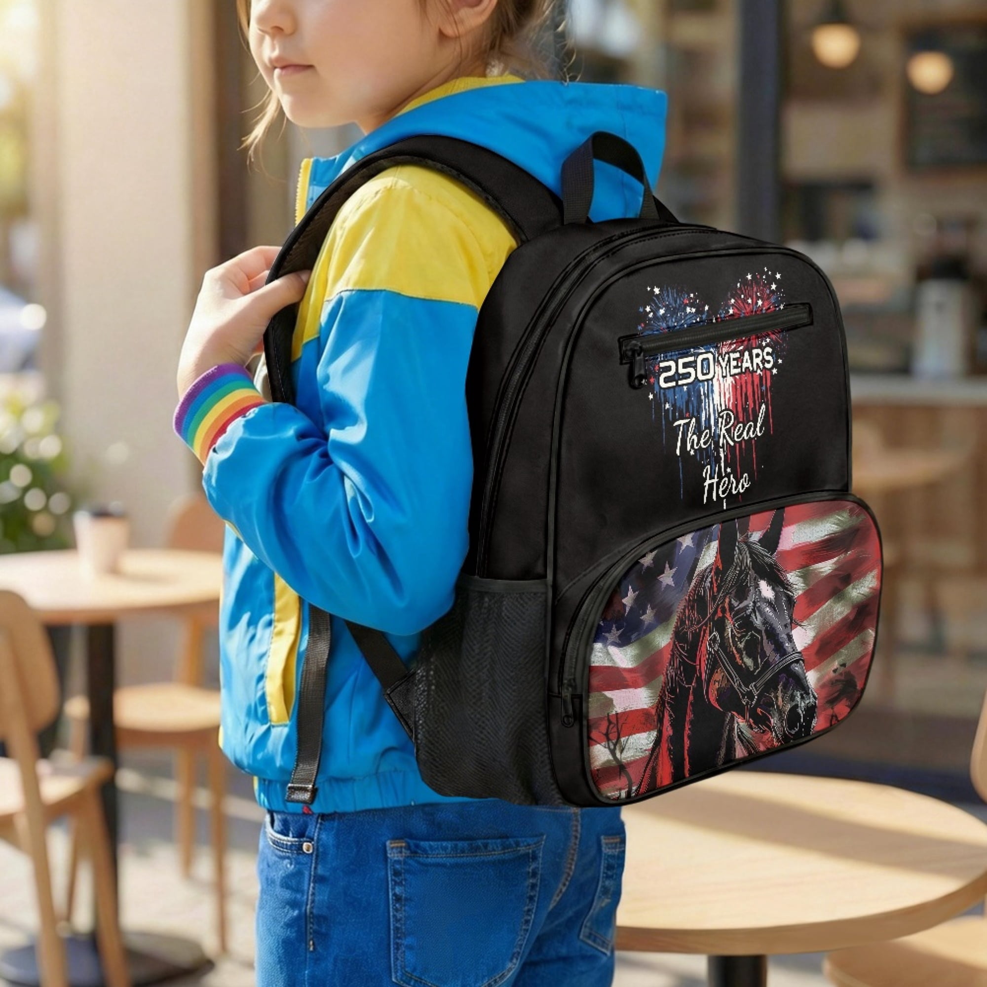 Chririnla 4th Of July Firework Print Toddler School Backpack Polyester Casual Multi-Pocket Design Preschool Toddler Backpack for Kids
