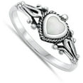 thumbnail image 4 of CHOOSE YOUR COLOR Bali Heart Simulated Mother of Pearl Ring .925 Sterling Silver Band Jewelry Female Size 7, 4 of 4