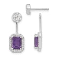 thumbnail image 4 of 14K White Gold Plated Diamond & Amethyst Dangle Earrings, 4 of 5