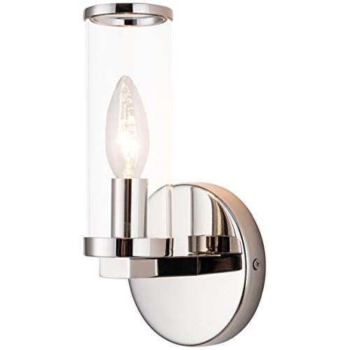 Brushed Nickel Wall Sconces Modern 1 Light Mount Bathroom Vanity With Clear Glass By Papaya Com - Bath Wall Sconces Brushed Nickel