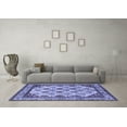 thumbnail image 3 of Ahgly Company Machine Washable Indoor Square Abstract Blue Modern Area Rugs, 3' Square, 3 of 4