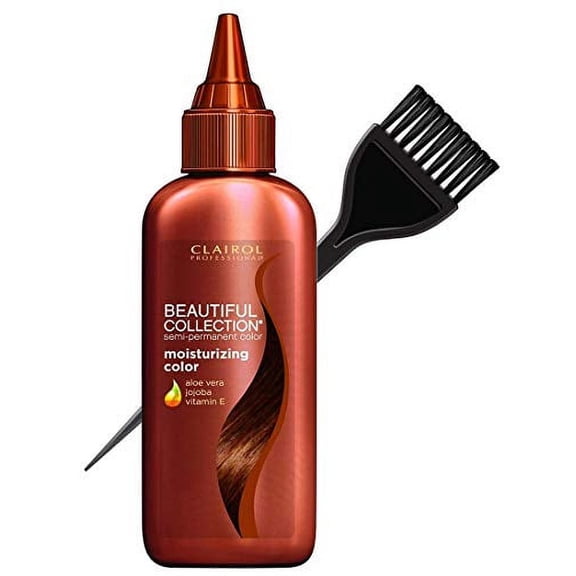 Clairol BEAUTIFUL COLLECTION Moisturizing SEMI-PERMANENT Hair Color (w/Sleek Tint Brush) No Ammonia No Peroxide Haircolor Aloe Vera Jojoba Vitamin E (B17W - Rosewood Brown)