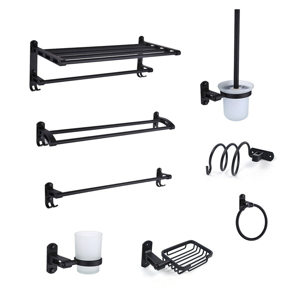 Fichiouy 9Pcs Bathroom Towel Holder Set Modern Hand-Drawing Bathroom ...