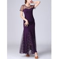 thumbnail image 3 of Whitewed Womens Long Flamenco Smooth Ballroom Dance Dancer Party Performance Wear Purple, 3 of 6