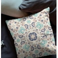 thumbnail image 5 of 18"x18" White Gray and Teal Zip Broadcloth Floral Throw Pillow, 5 of 5
