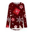thumbnail image 4 of Hauts Grande Taille pour Femmes Imprimé Décontracté de Noël Manches Longues Col Rond Blouses pour Femmes en Liquidation, 4 of 5