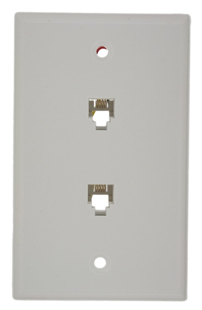 Leviton White Dual Phone Jack Wall Plate 6P4C 625B3 Duplex Telephone
