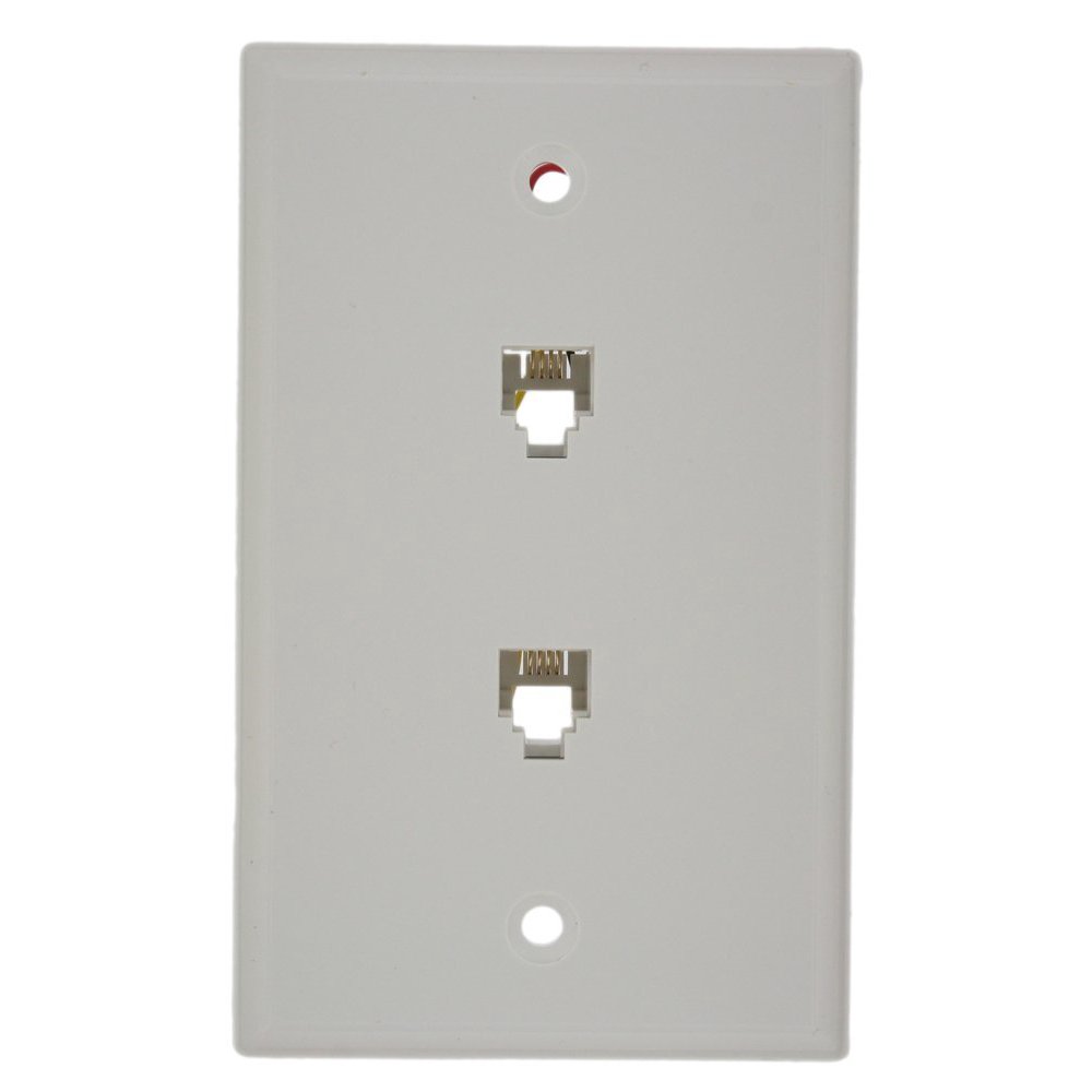 Leviton White Dual Phone Jack Wall Plate 6P4C 625B3 Duplex Telephone