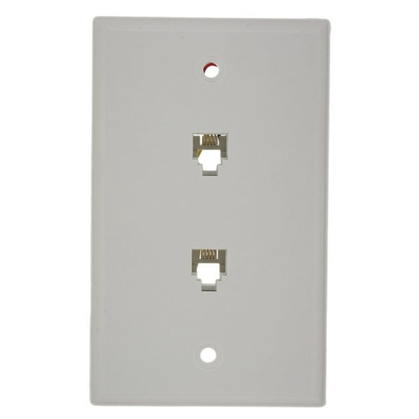 Leviton White Dual Phone Jack Wall Plate 6P4C 625B3 Duplex Telephone