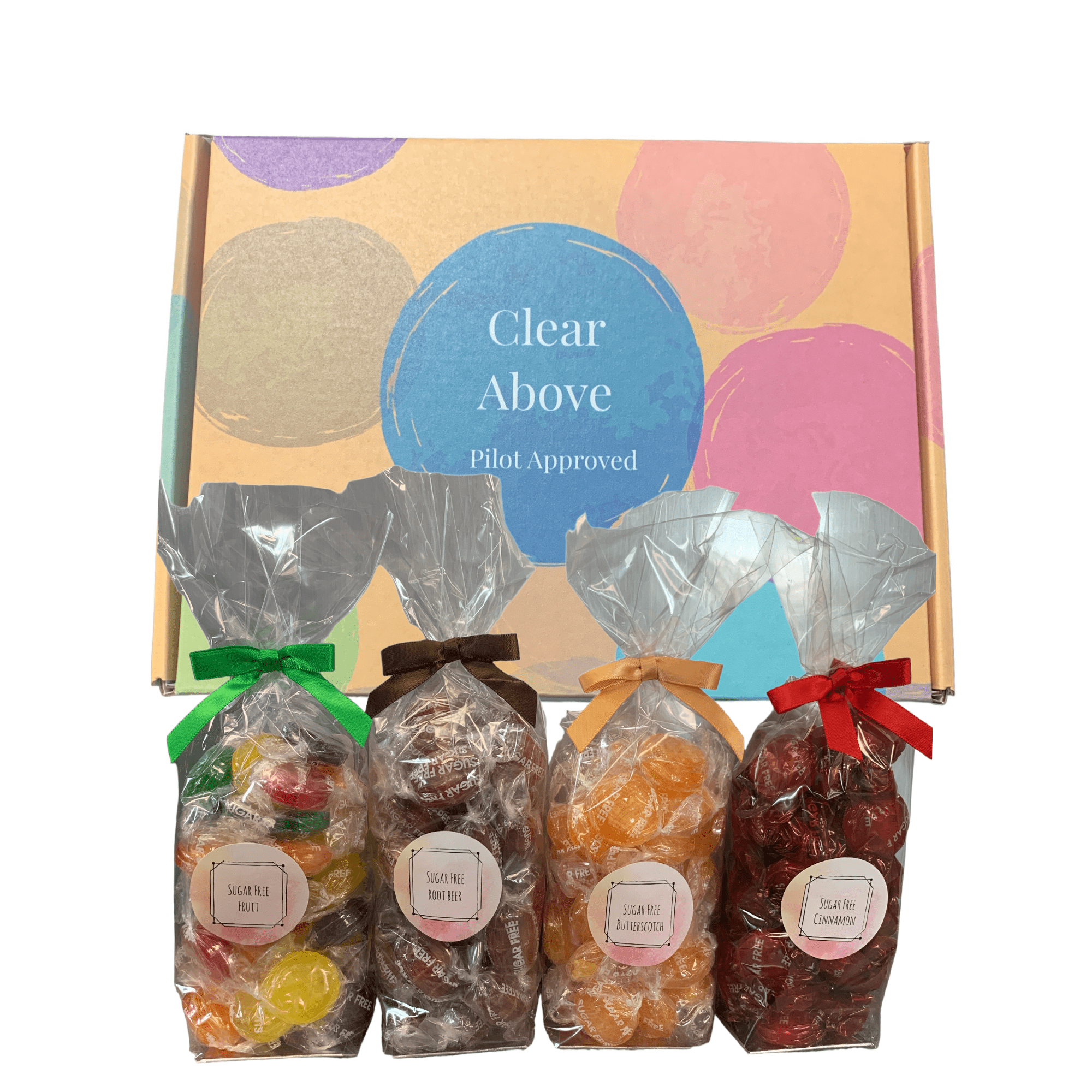 Sugar Free Candy Variety Gift Box Sugar Free Hard Candy Bulk Candy Individually Wrapped 4 Assorted Flavor Bags -Root Beer Barrels, Cinnamon, Butterscotch, and Fruit Flavors