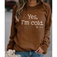 thumbnail image 2 of Sudadera de manga larga con estampado de letras y cuello redondo para mujer, color caqui, XXL, 2 of 5