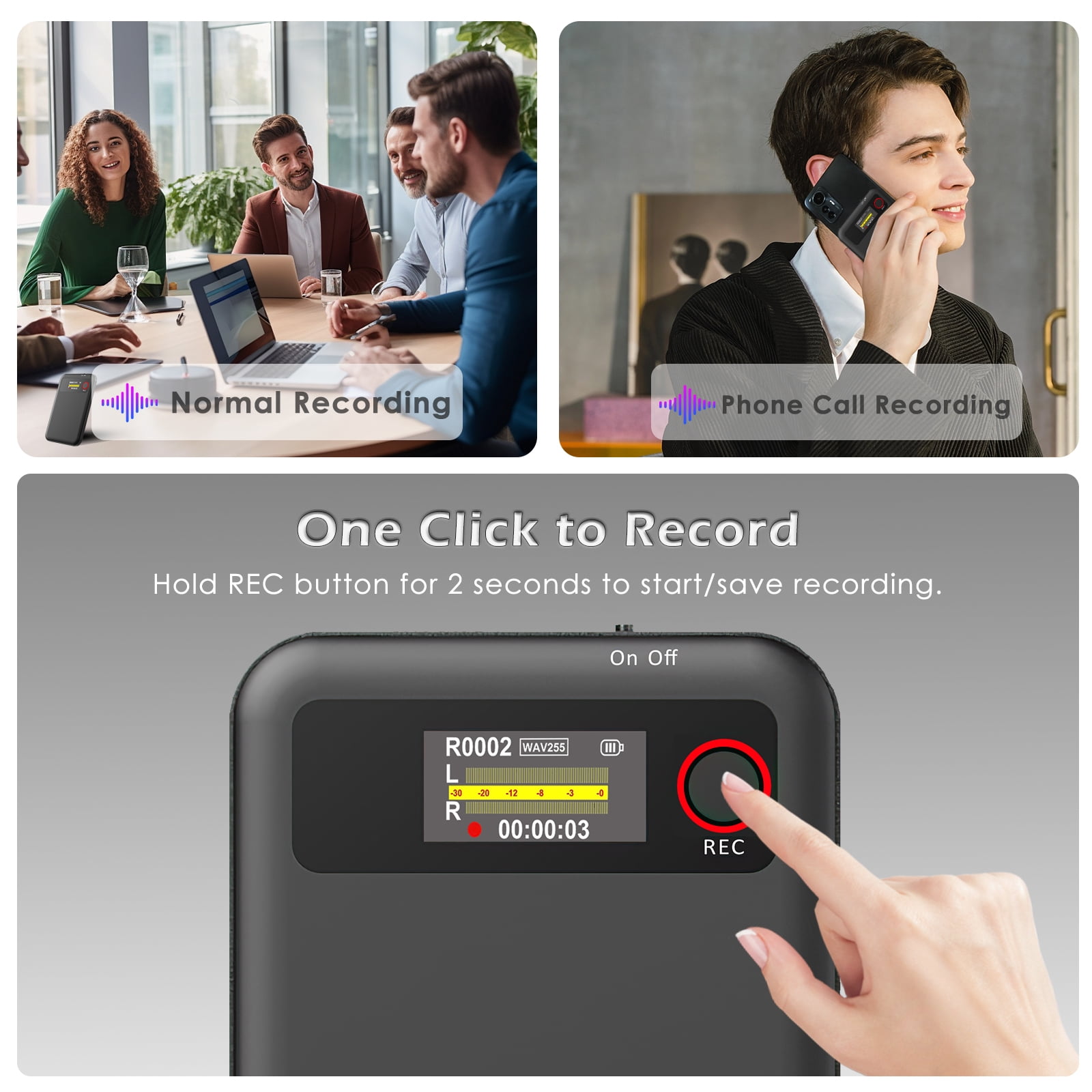 RONY AI Voice Recorder with Transcribe, Translation, APP Control, AI Analysis Summarize for Lectures Meetings Calls, Support 100+ Languages, 64GB Memory