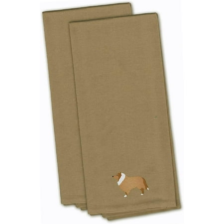 

BB3416TNTWE Collie Tan Embroidered Kitchen Towel Set of 2 19 X 25 Multicolor