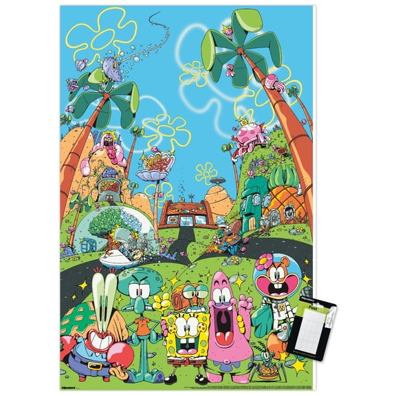 Nickelodeon SpongeBob SquarePants - Cast Scene Party Wall Poster, 14.725" x 22.375"