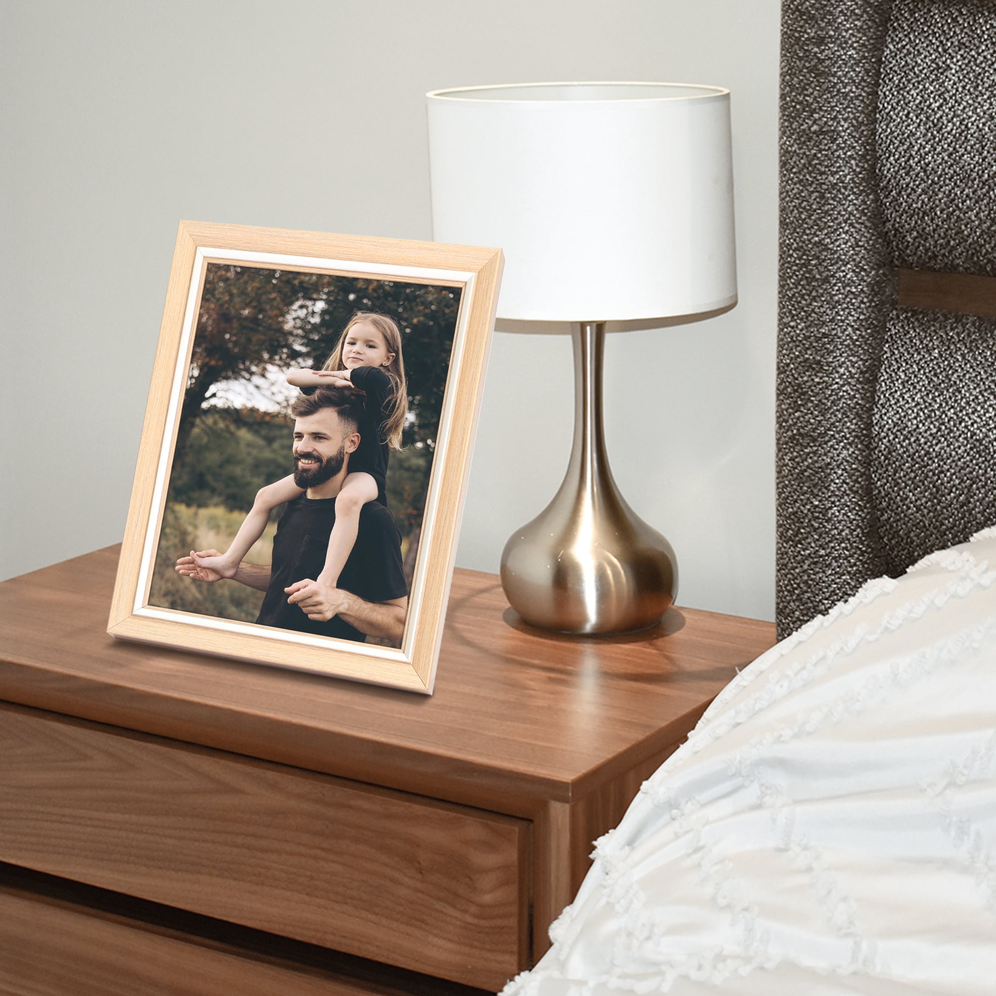 Unique Bargains Picture Frame Display Photo Frame with Corner Wood Grain Color 8x10"