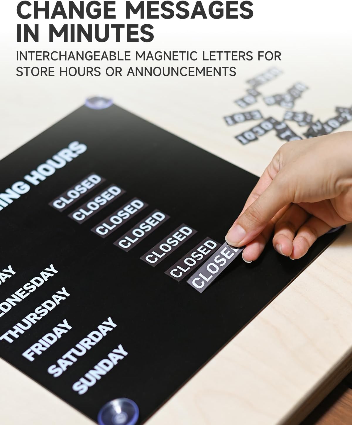 Nathome Magnetic Metal Business Hours Sign, Open Closed Display Board with Suction Cup and Adhesive Wall Mount, Reusable, 10.24 x 10.24 in