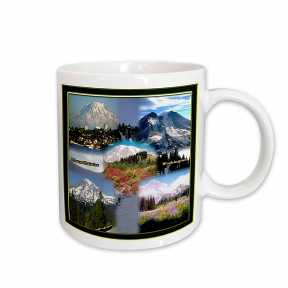 3drose, Mount Rainier Montage - Mount Rainier National Park, 15oz Mug