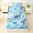 thumbnail image 3 of Feelyou Pale Dino Skeleton Twin Sheet Sets for Kids, Cartoon Wildlife Fossil Bedding, Blue, 3 Pieces, 3 of 5
