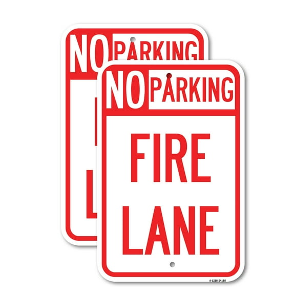 (2 Pack) Delaware No Parking Fire Lane | 18" X 24" Heavy-Gauge Aluminum Sign | Rust Free Aluminum, Weather Resistant, Waterproof, Fade Resistant, 2 Pre-drilled Holes