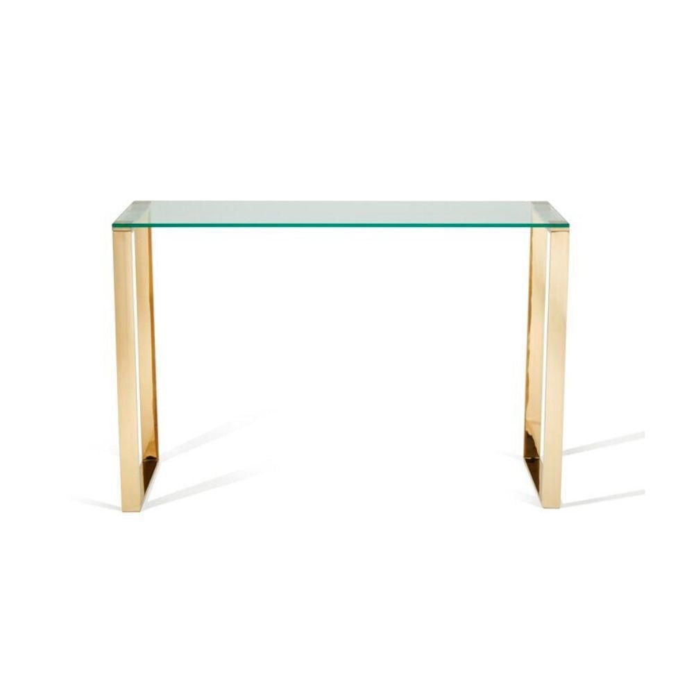 Gen Glass Console Table with Gold Stainless Steel Legs 30x30x8in