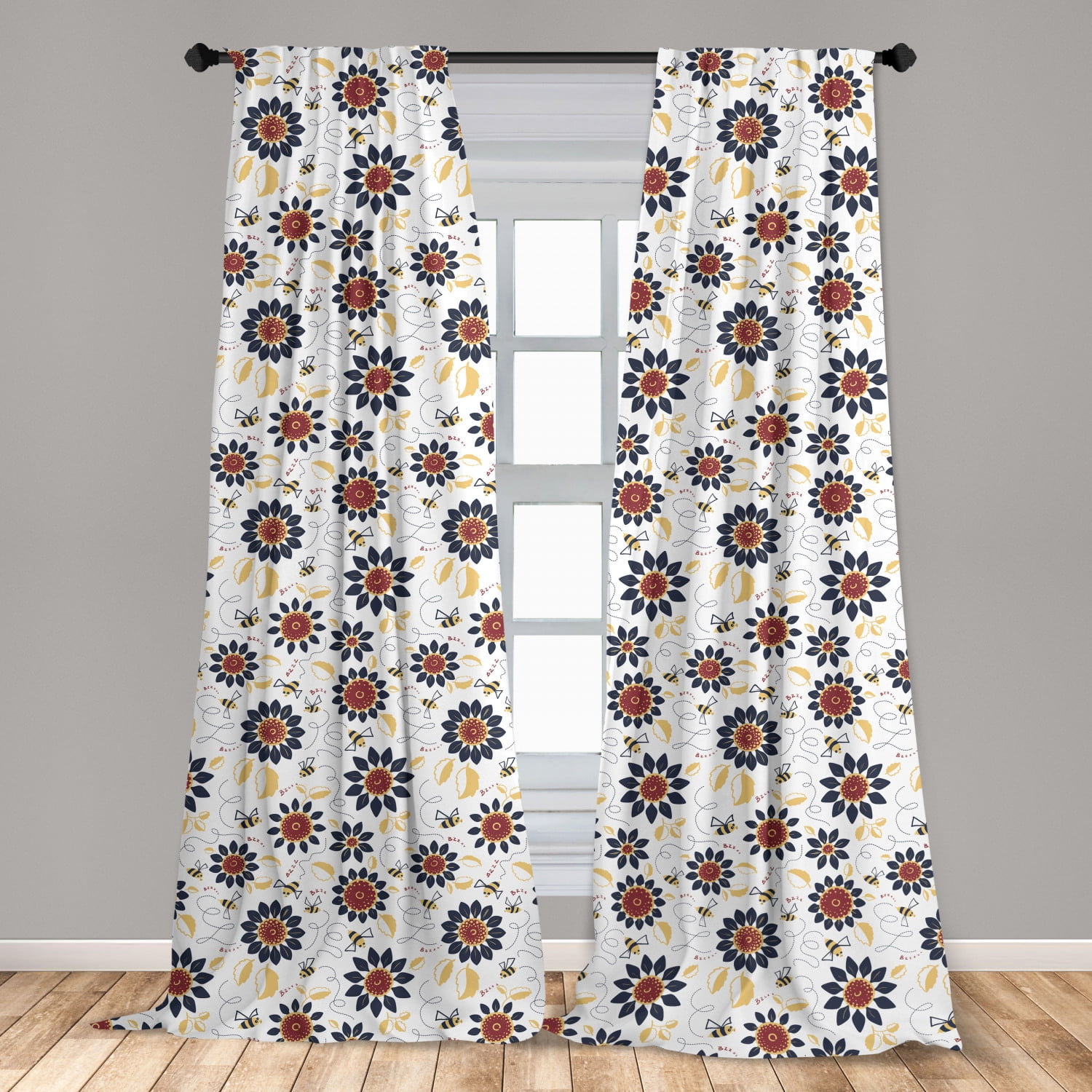 Sunflower Pattern Boho Curtains For Living Room Bedroom Window Treatment Drapes 